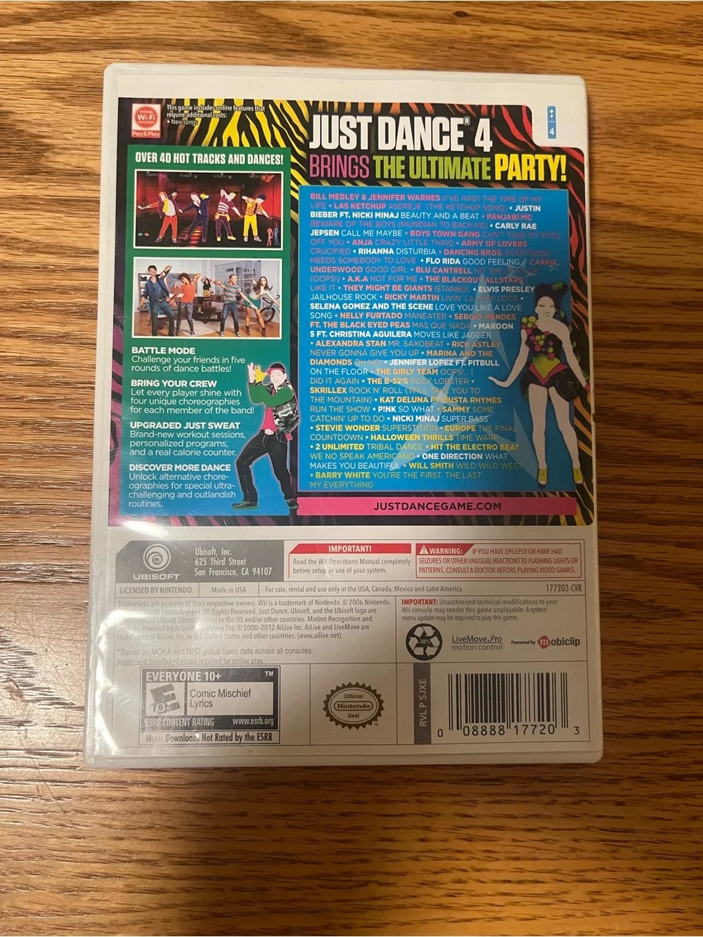 Ubisoft Just Dance 4 Nintendo Wii Music & Dance Party Multiplayer Manual